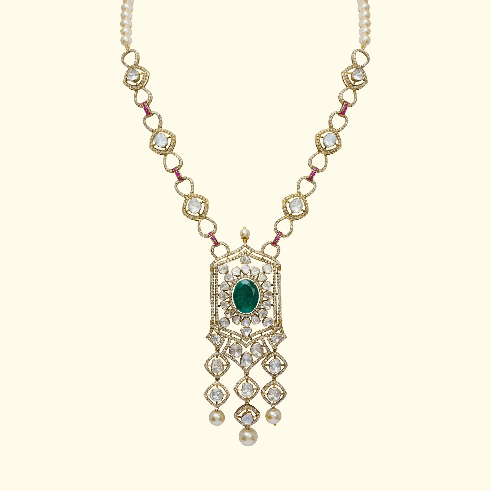 Ferozma Polki emerald Pendant