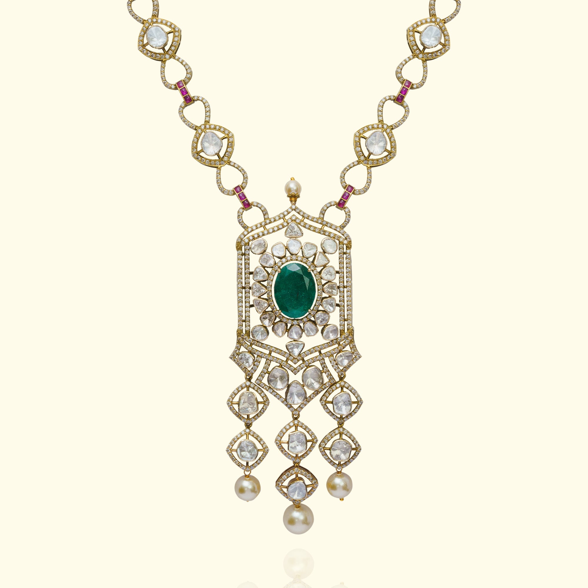 Ferozma Polki emerald Pendant