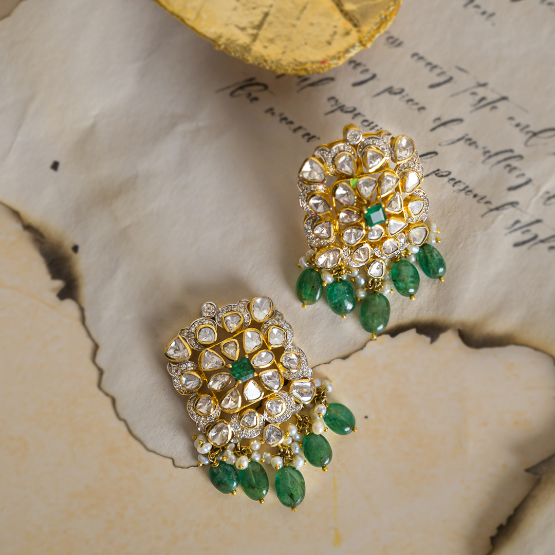 Zainab Polki Emerald Earrings