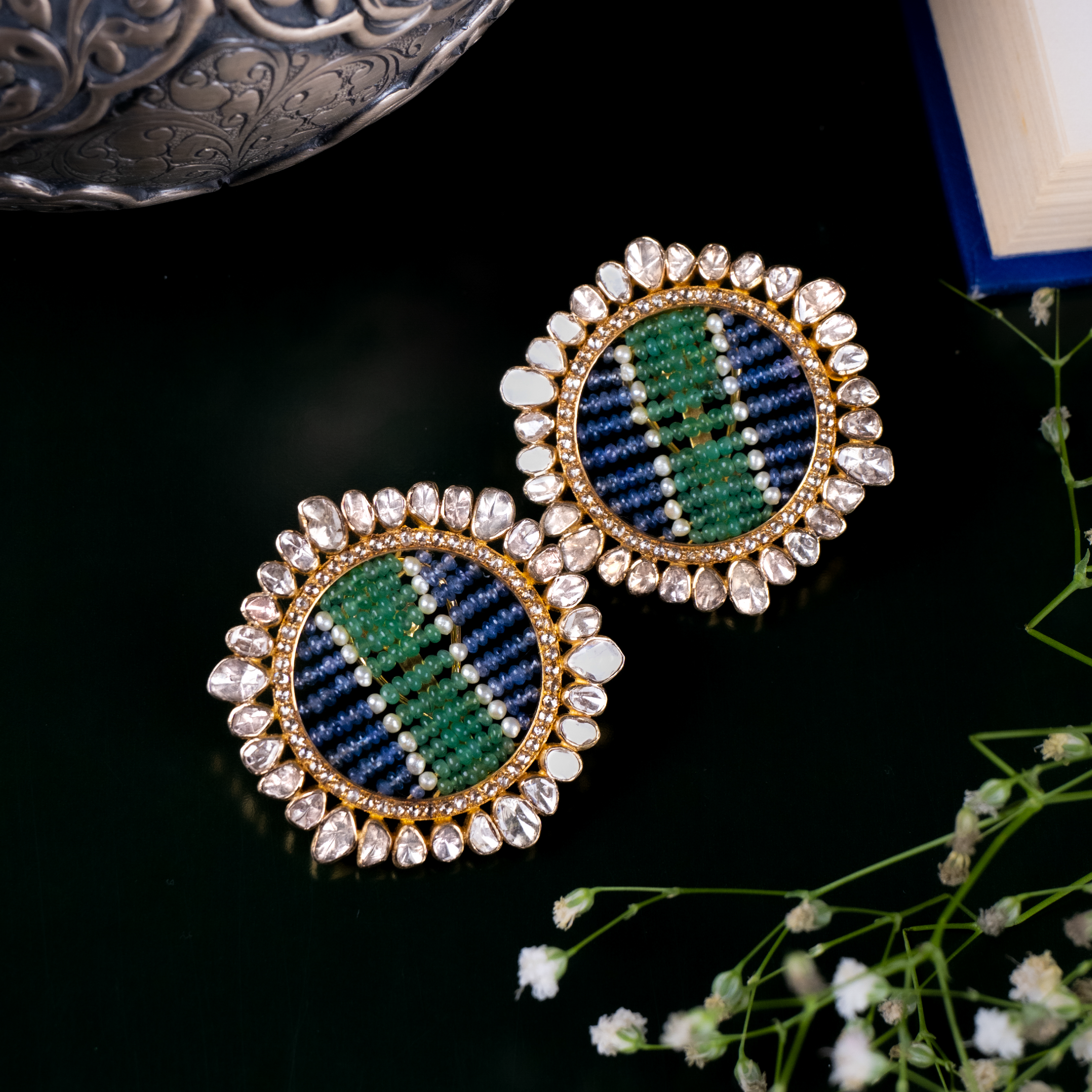 Atish Polki Emerald Earrings