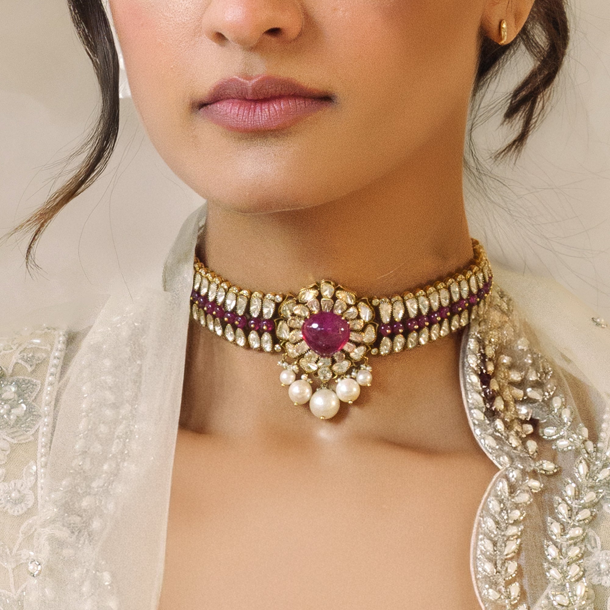 Sehar Polki ruby Choker