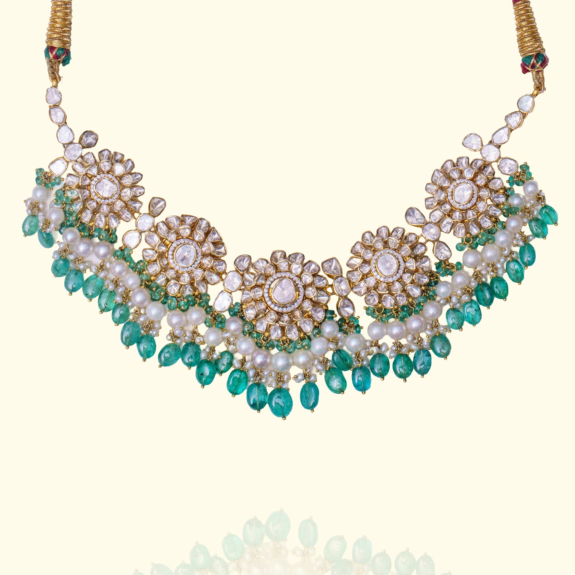Fursat Polki Emerald necklace