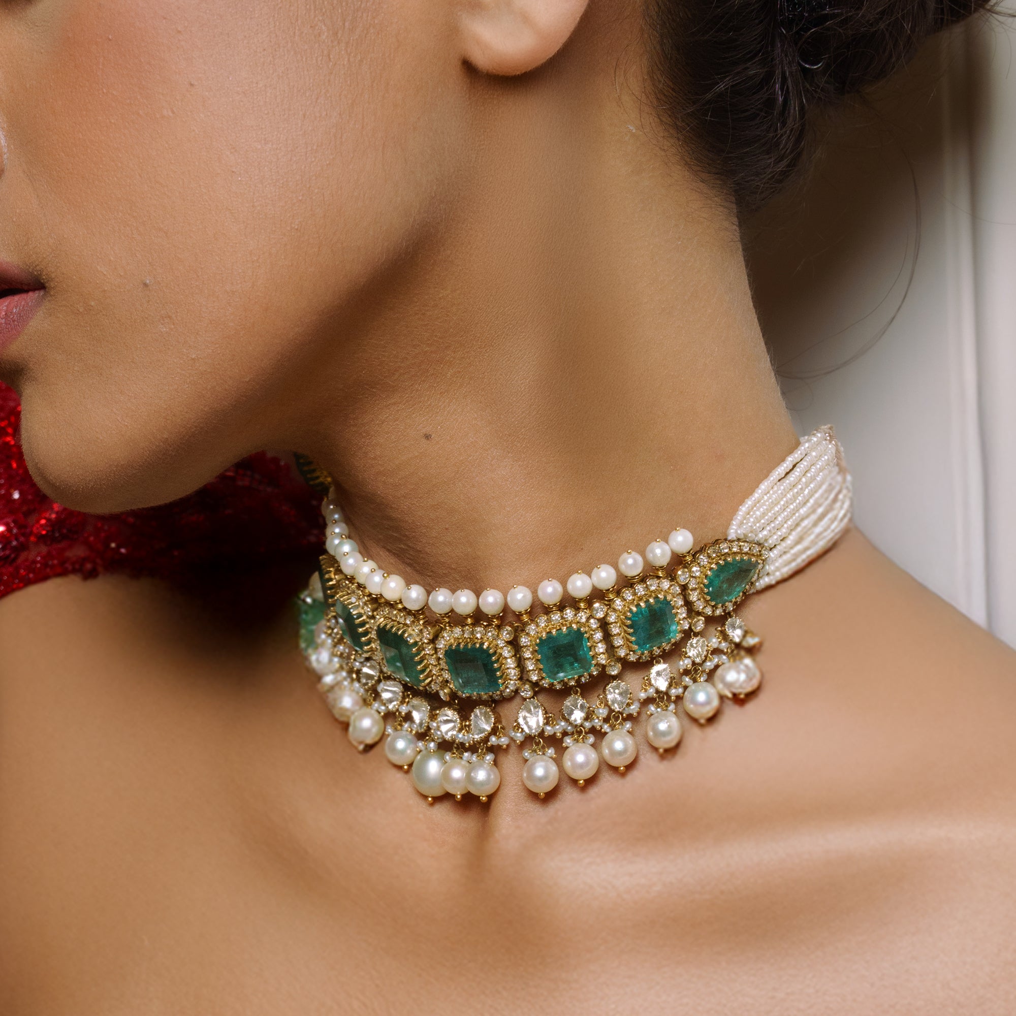 Mehya Polki emerald Choker