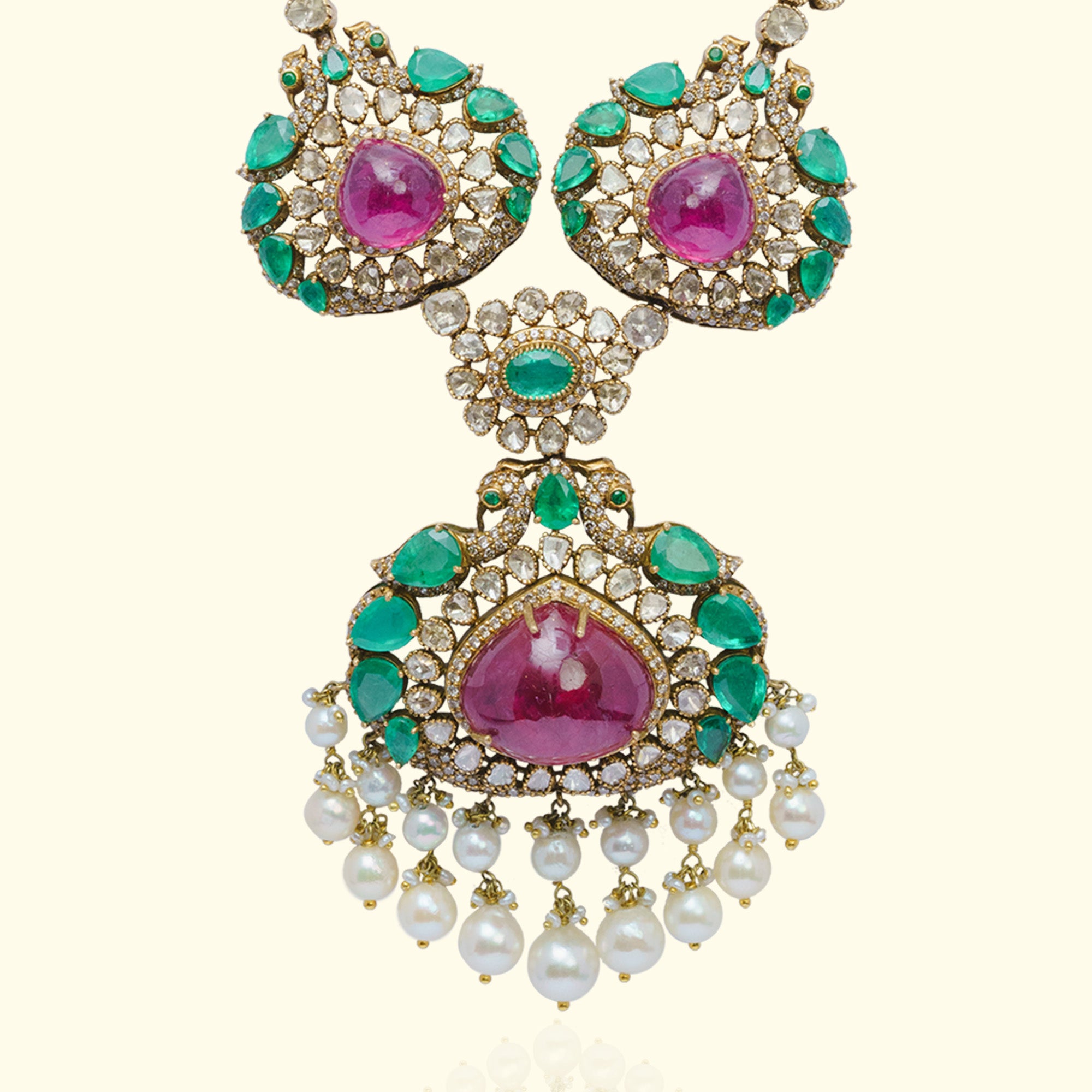Kainat Polki Ruby Emerald Necklace