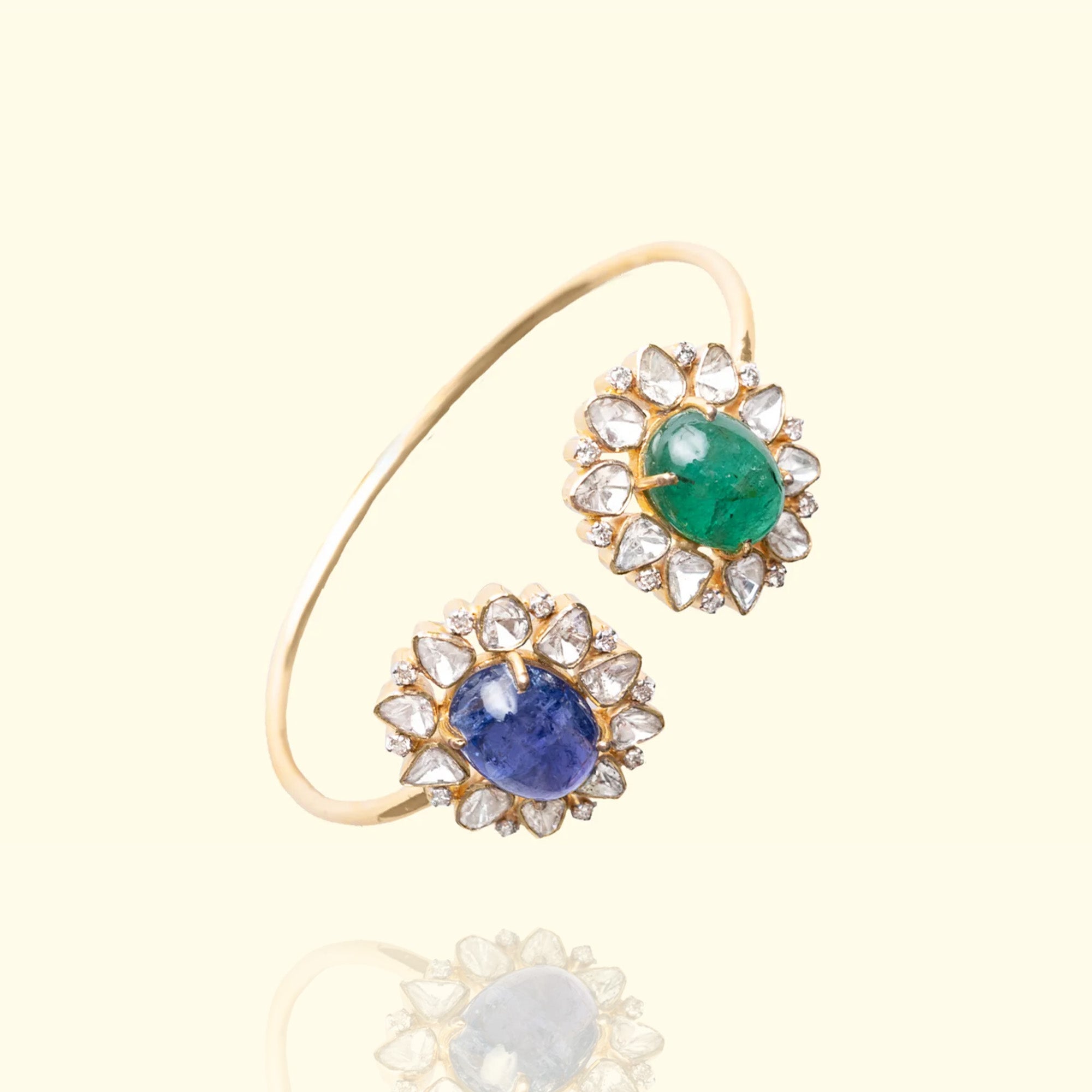 Kiyan Polki Emerald Tanzanite Cuff