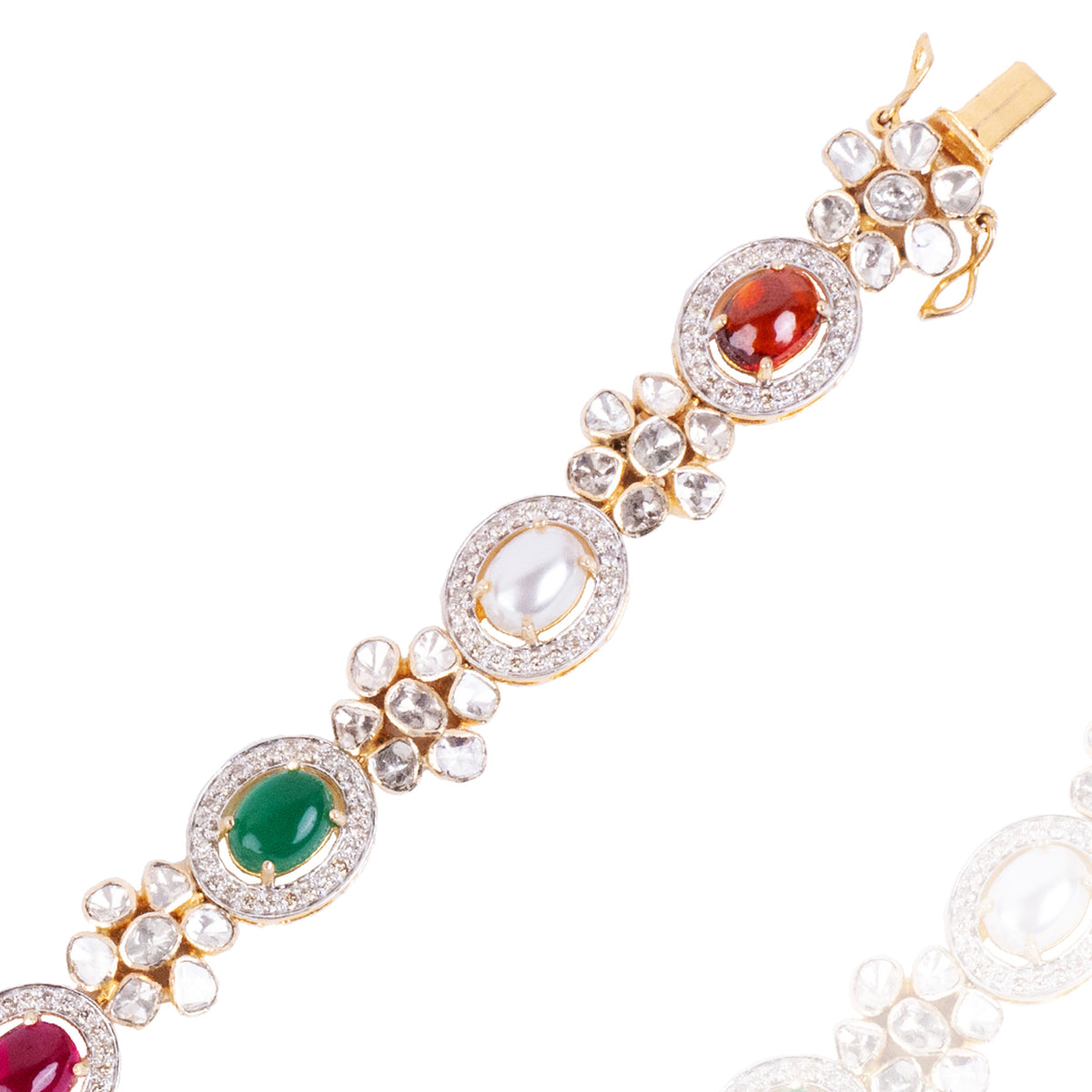 Tishnagi Polki Navratan Bracelet