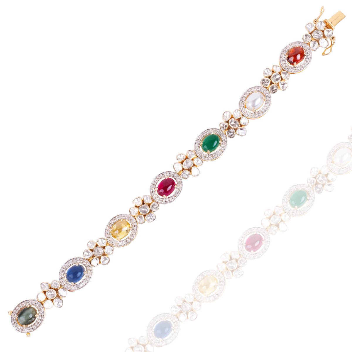 Tishnagi Polki Navratan Bracelet
