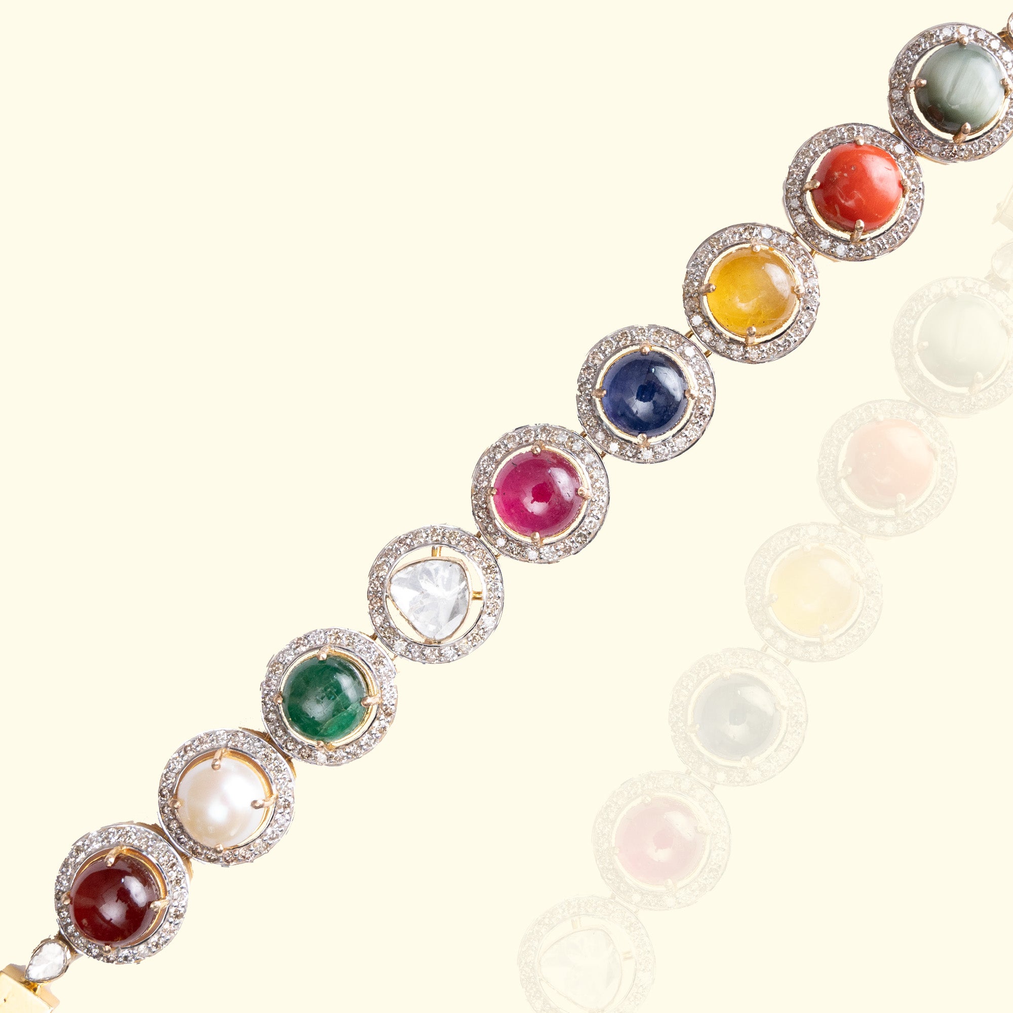 Tishnagi Polki Navratan Bracelet