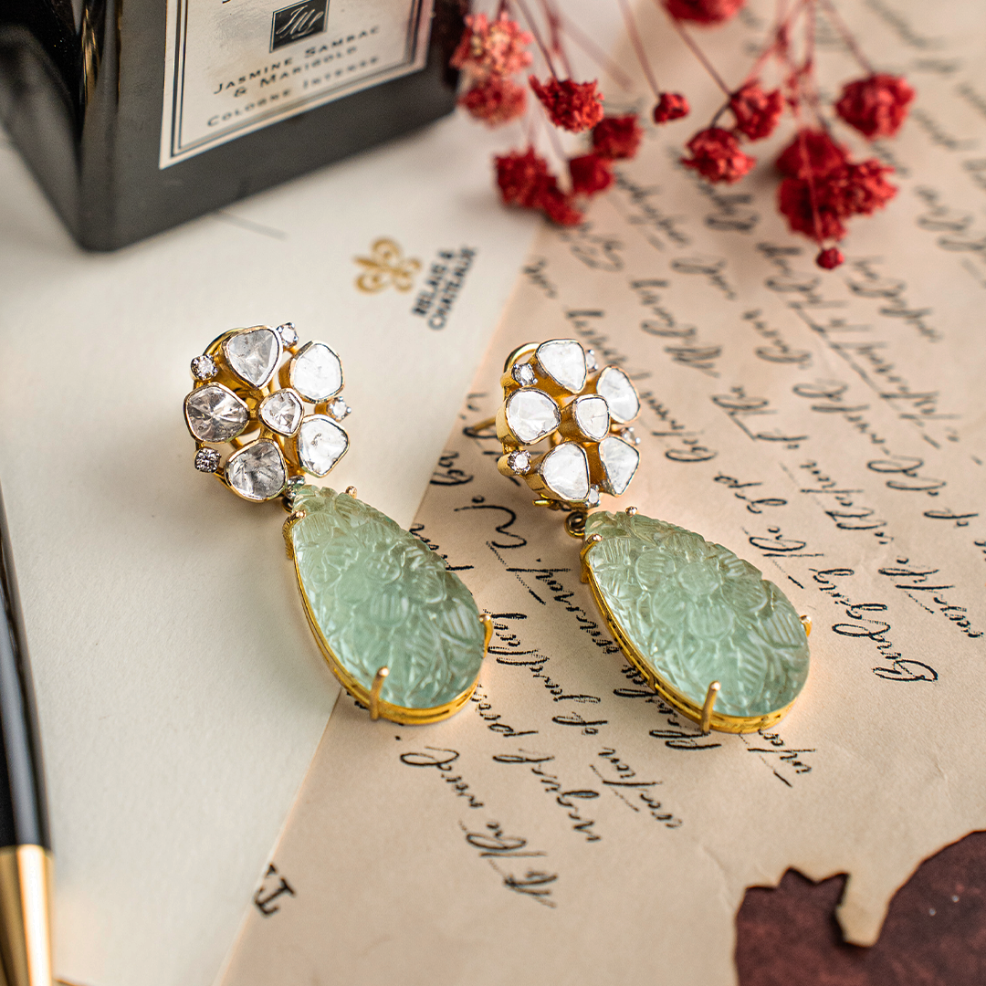 Moira Polki Emerald Earrings