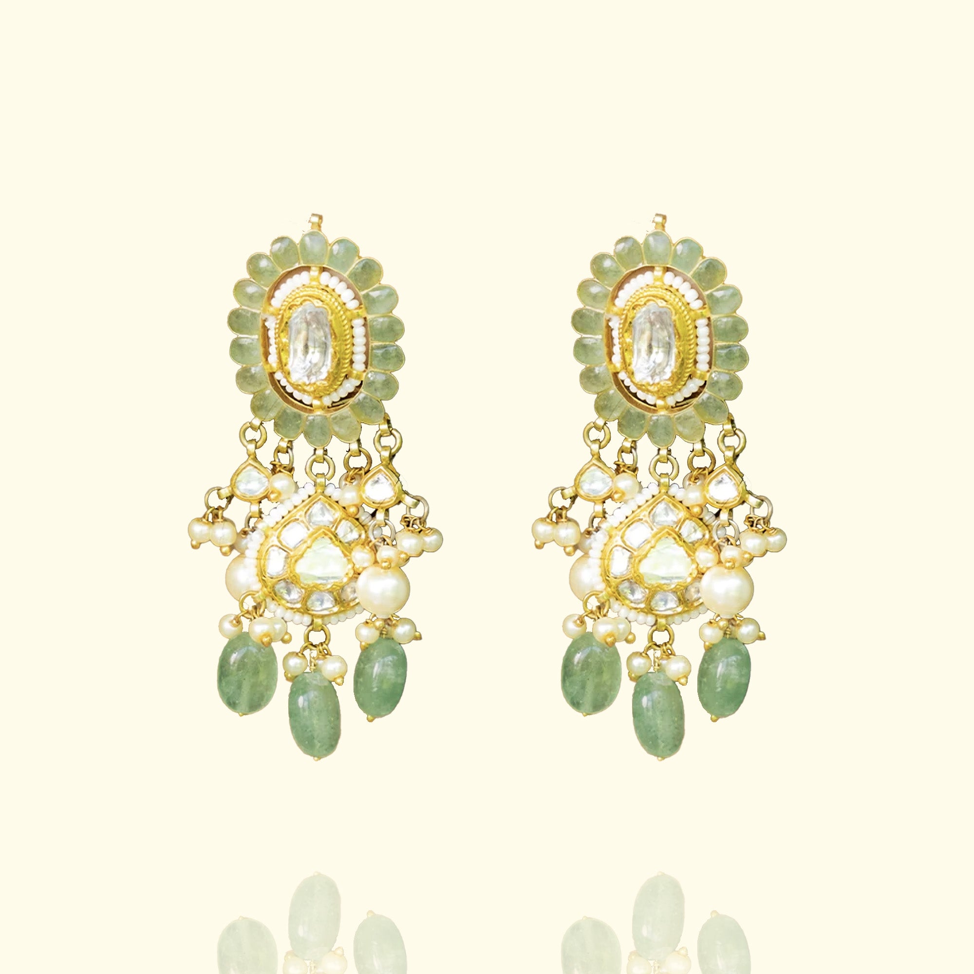 Taranum Polki Emerald Earrings