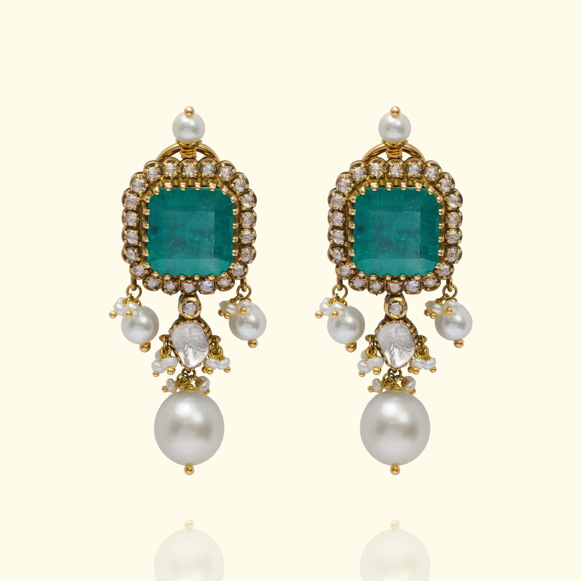 Mehya Polki Emerald Earrings