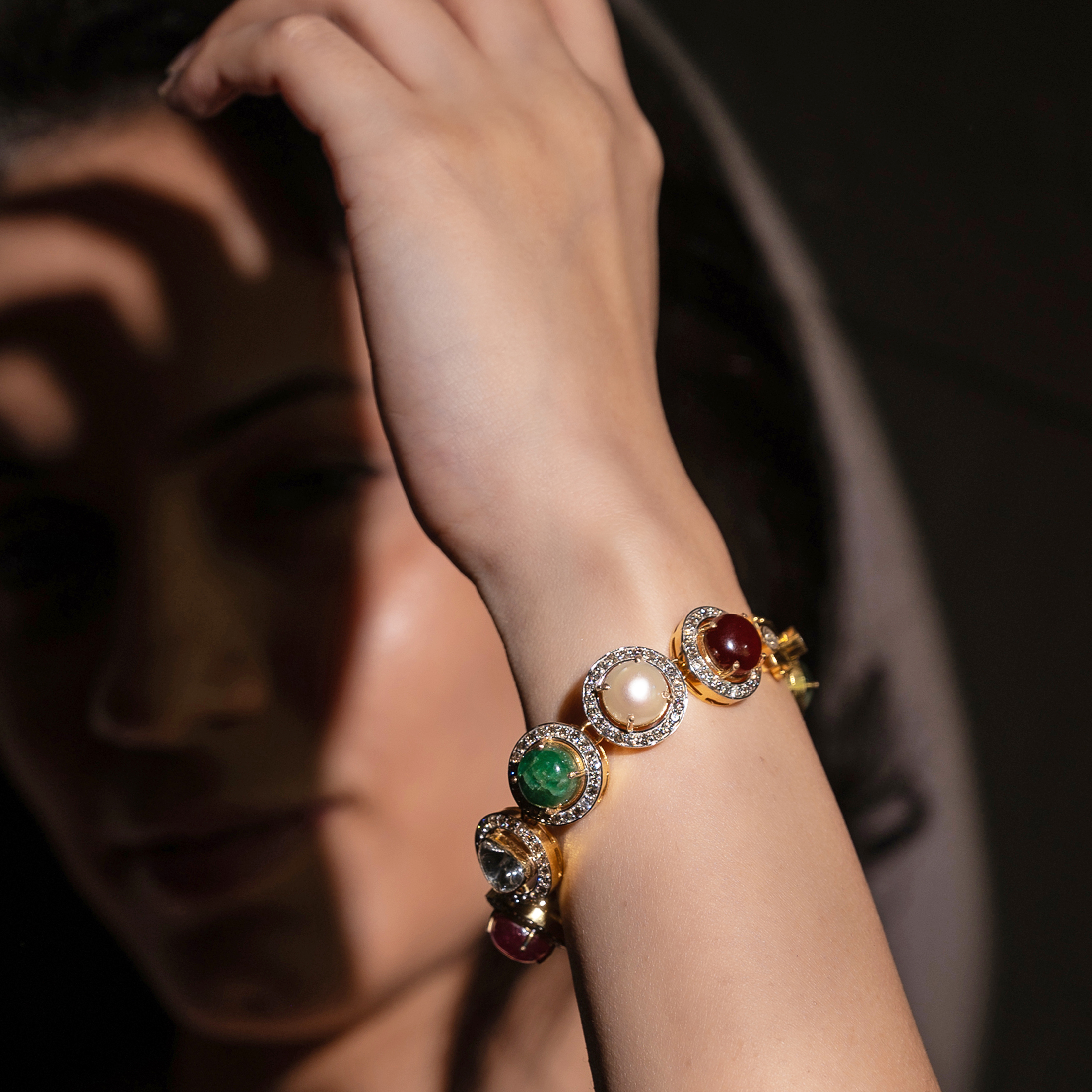 Abelle Polki Navratan Bracelet