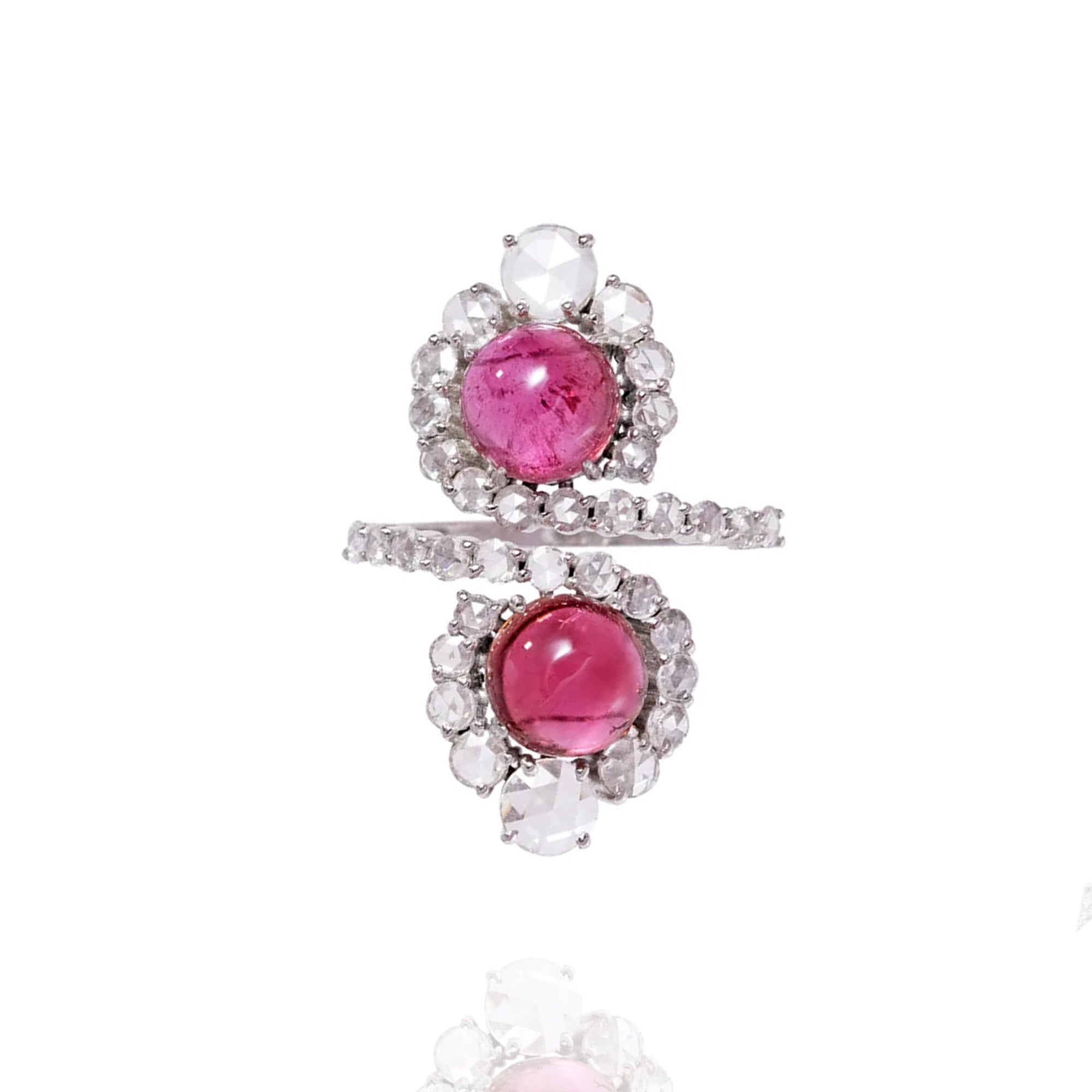 Infinity Rose Cut Diamond Tourmaline Ring