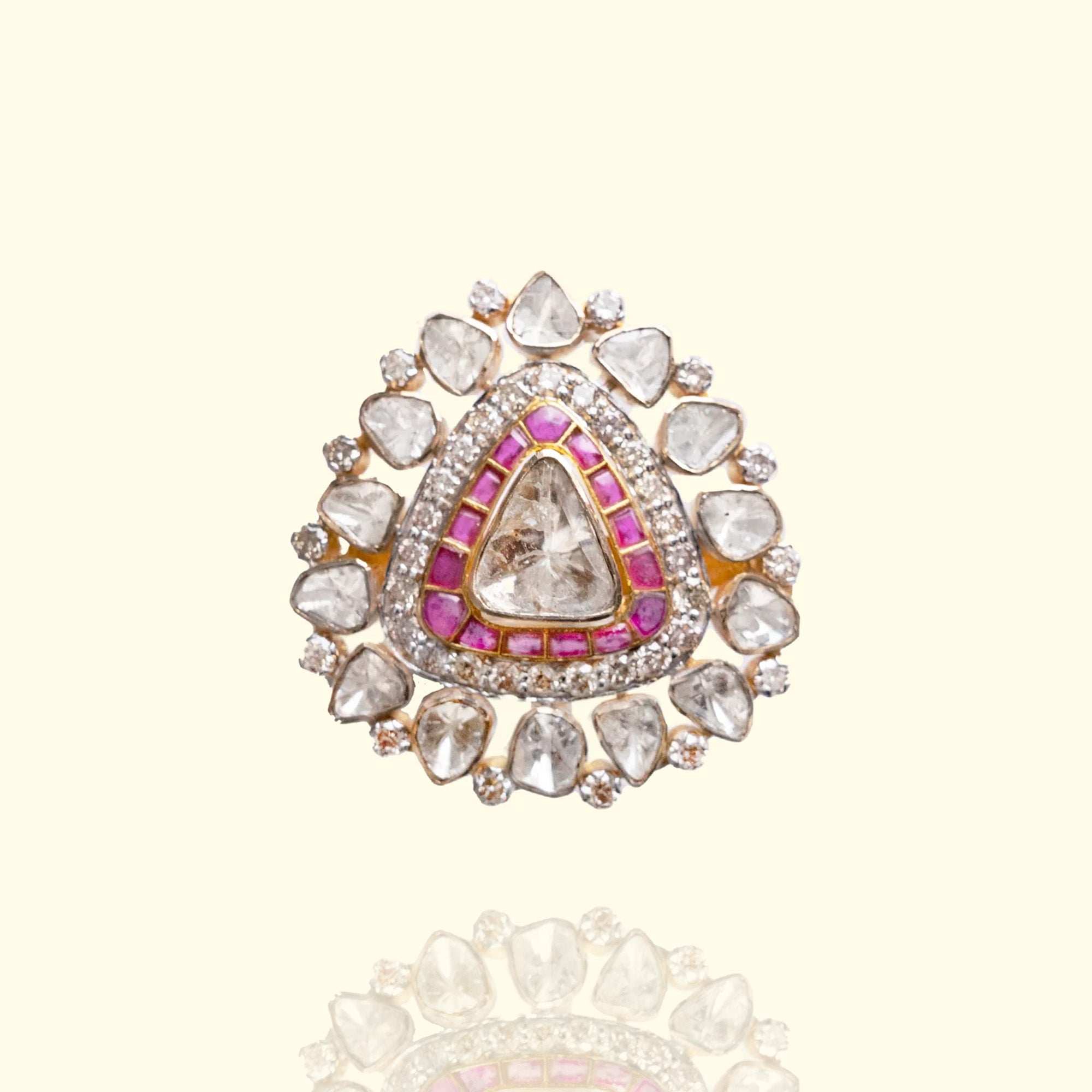 Kaya Polki ruby Ring (Detachable Pendant)