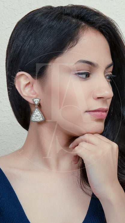 Dual Triangle Uncut Diamond Earrings