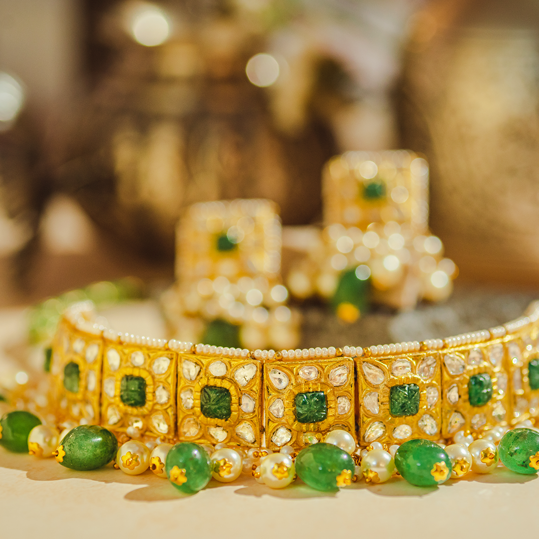 Nadia Polki emerald Choker
