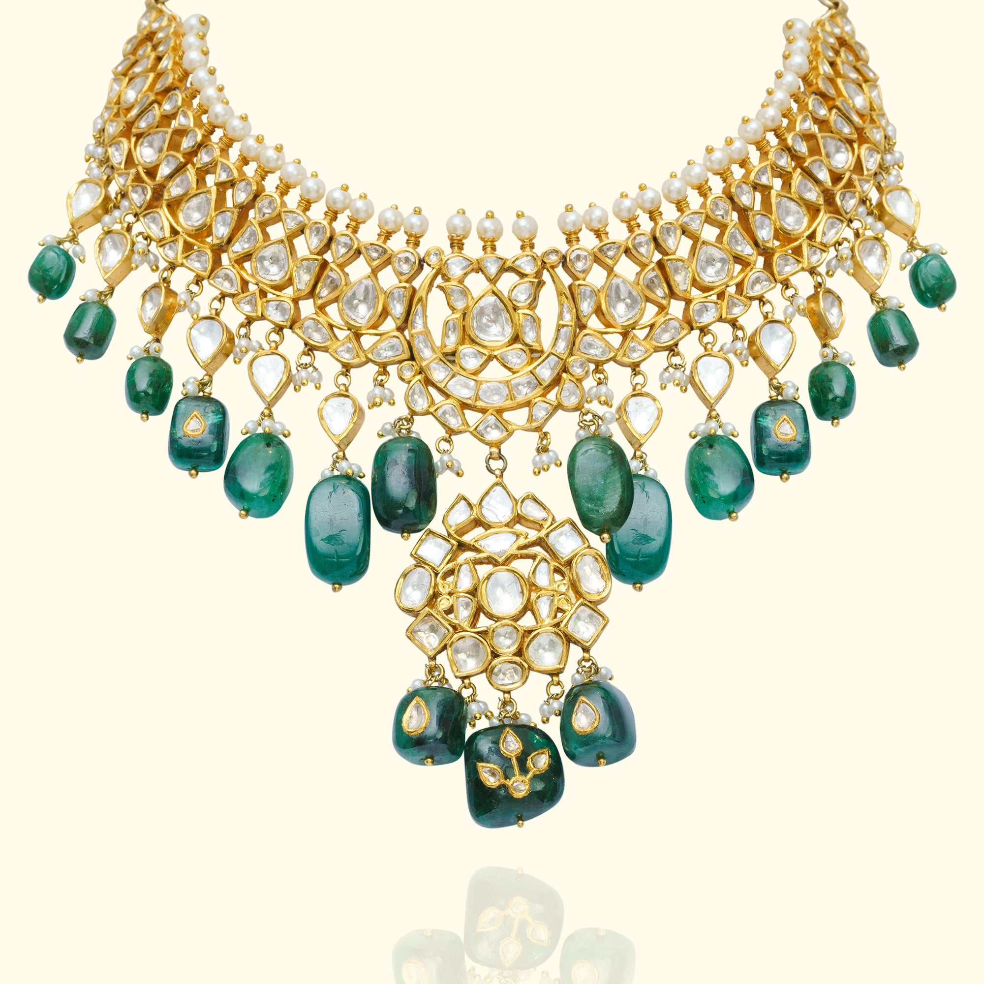 Rida Polki emerald Necklace