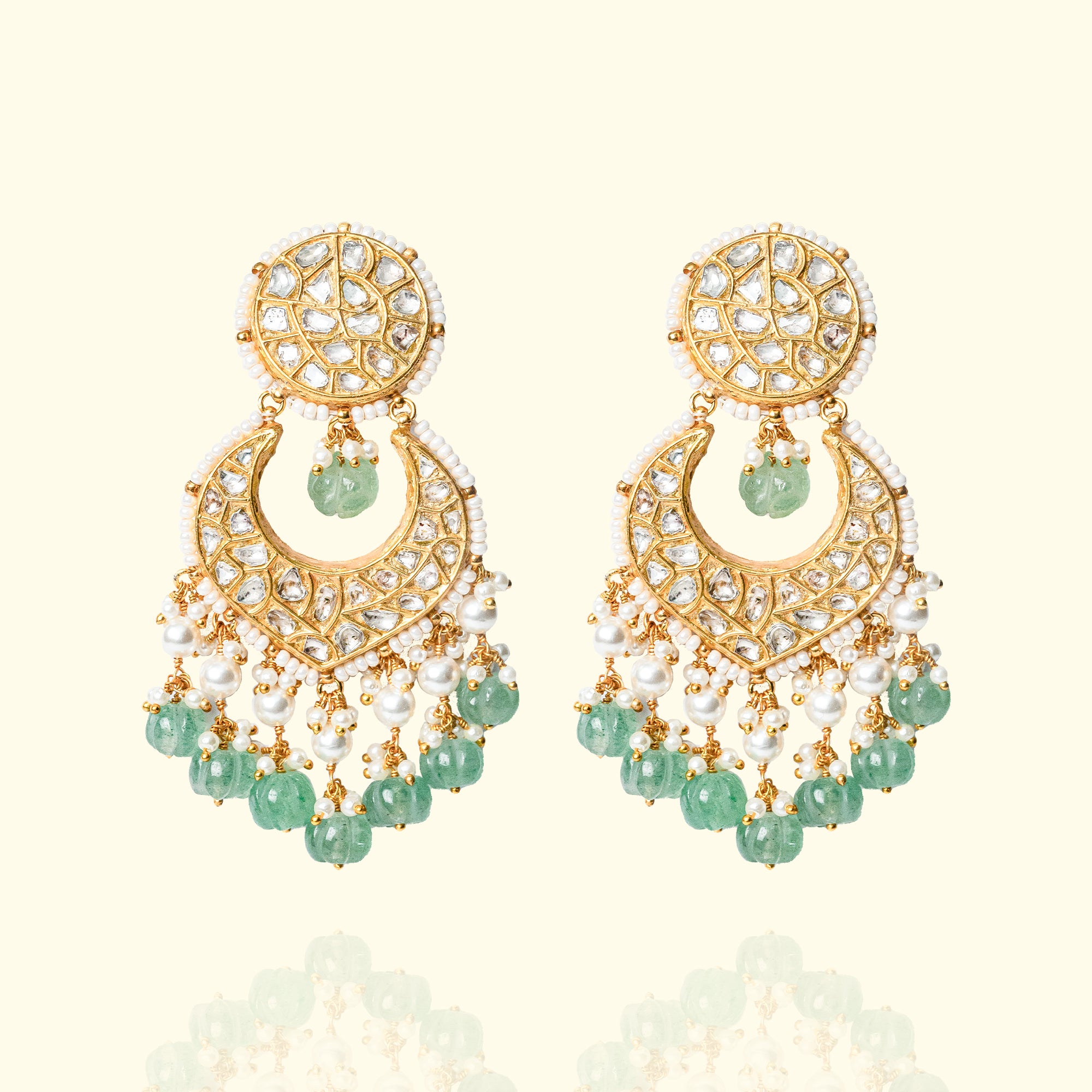 Yahvi Polki Emerald Chandbalis