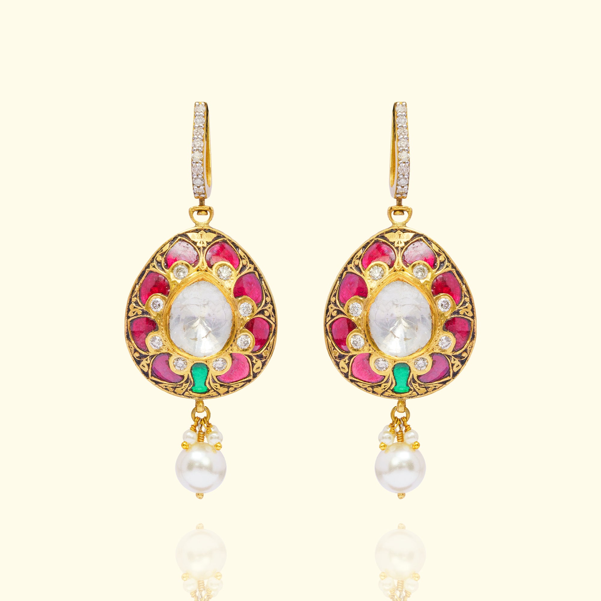 Mahira Polki Ruby Earrings