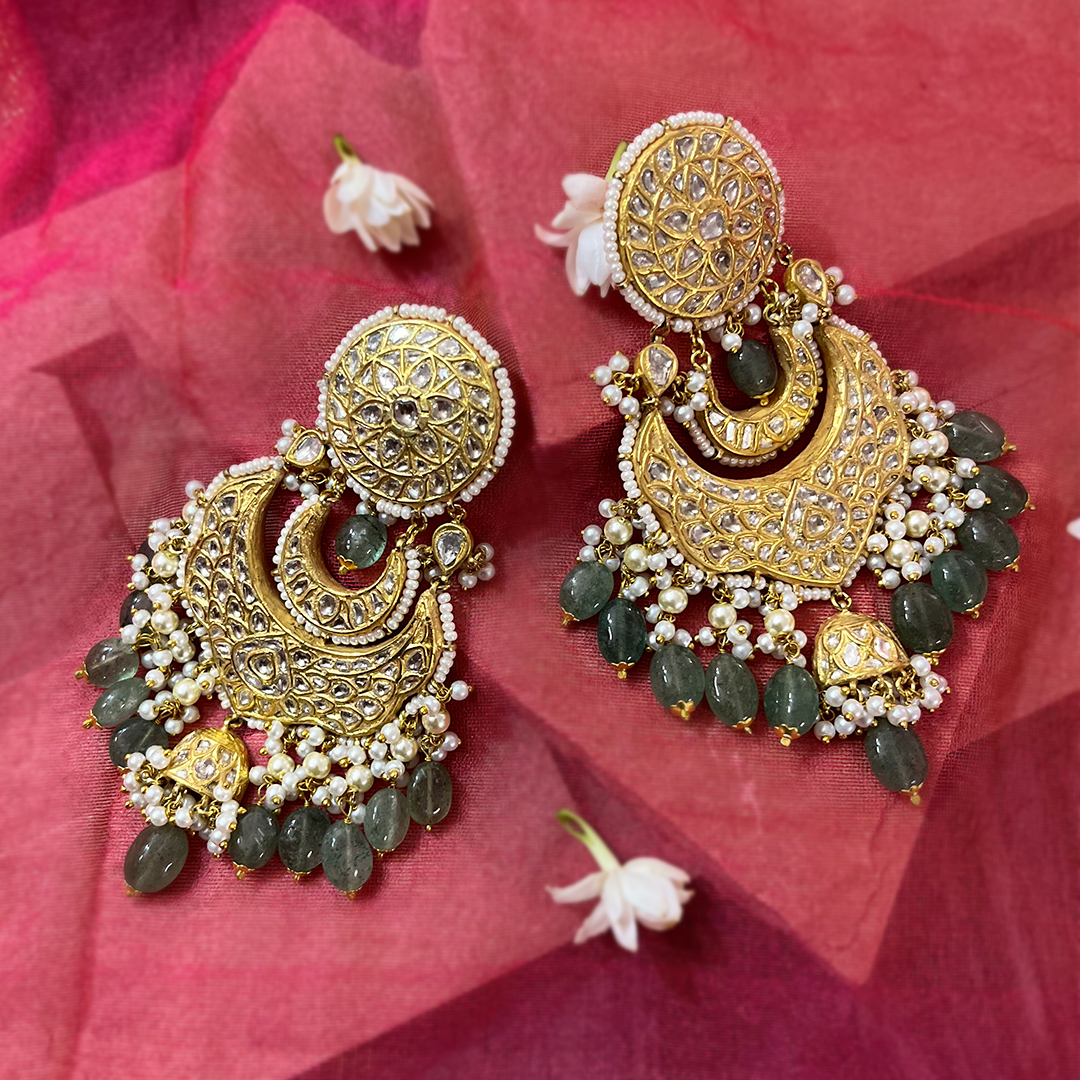 Zara Polki Emerald Chandbalis