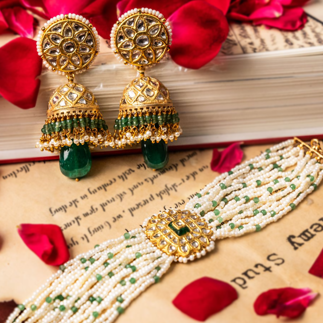 Parvez Polki Emerald Jhumkas