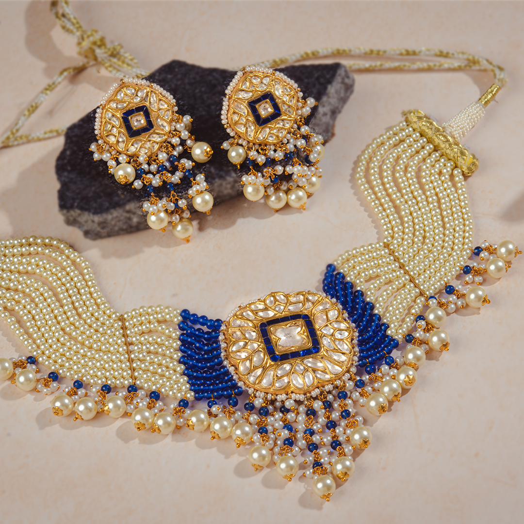 Blue Moon Polki sapphire Choker