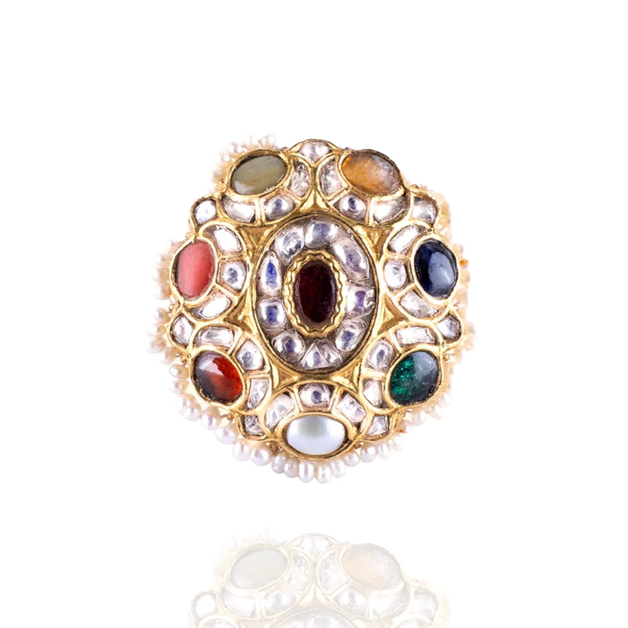 Saanjh Polki Navratan Ring