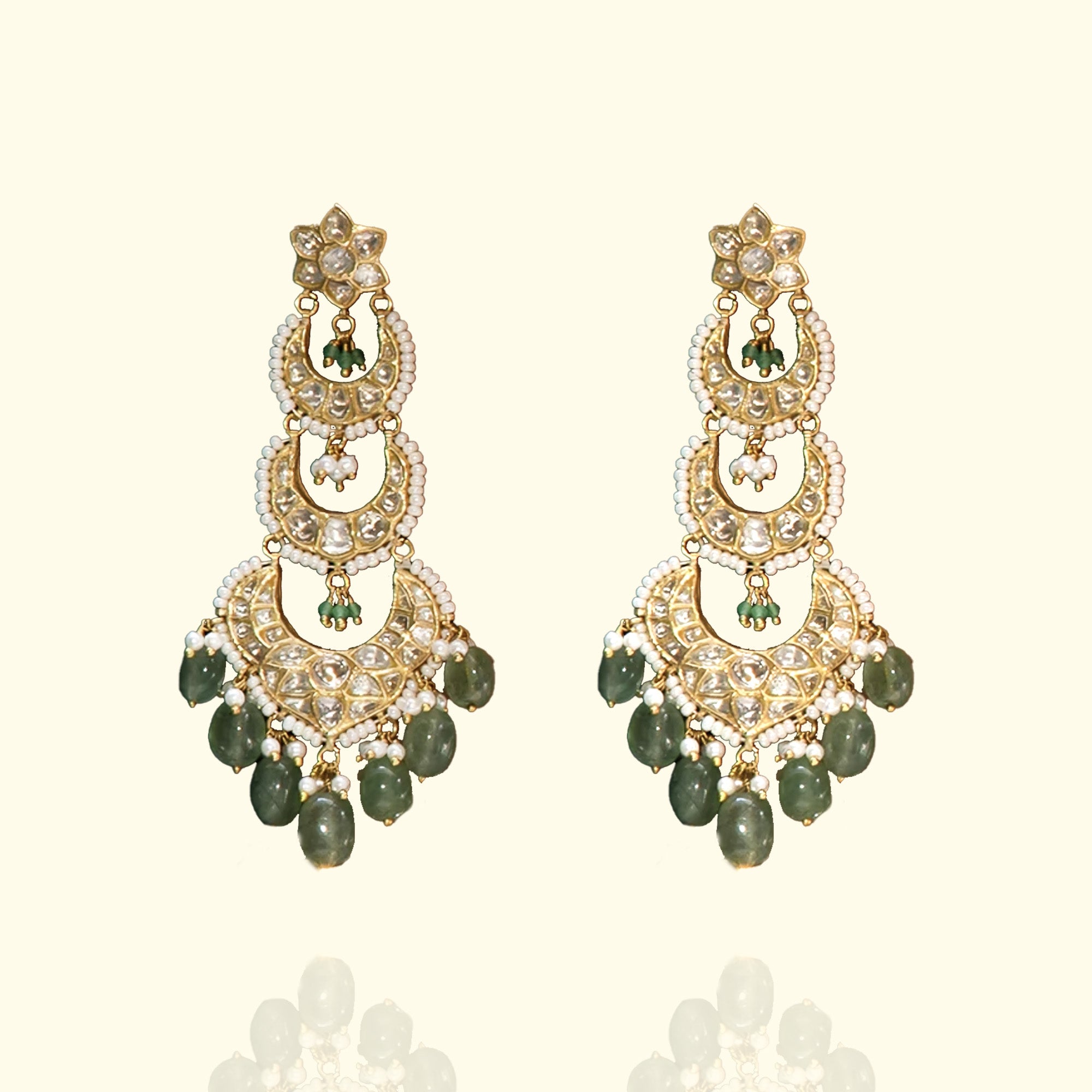 Ruhani Polki Emerald Earrings