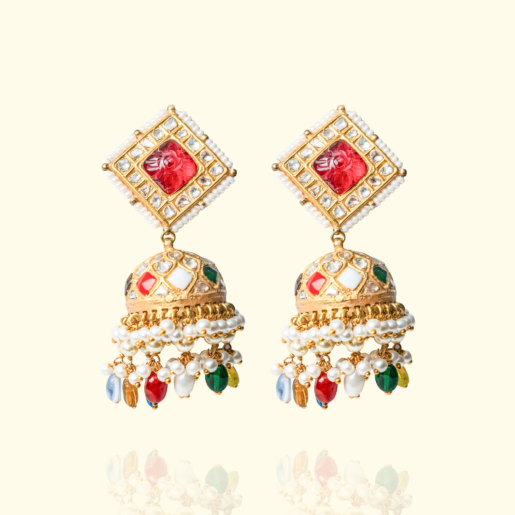 Sumaiyaa Polki Navratan Jhumkas