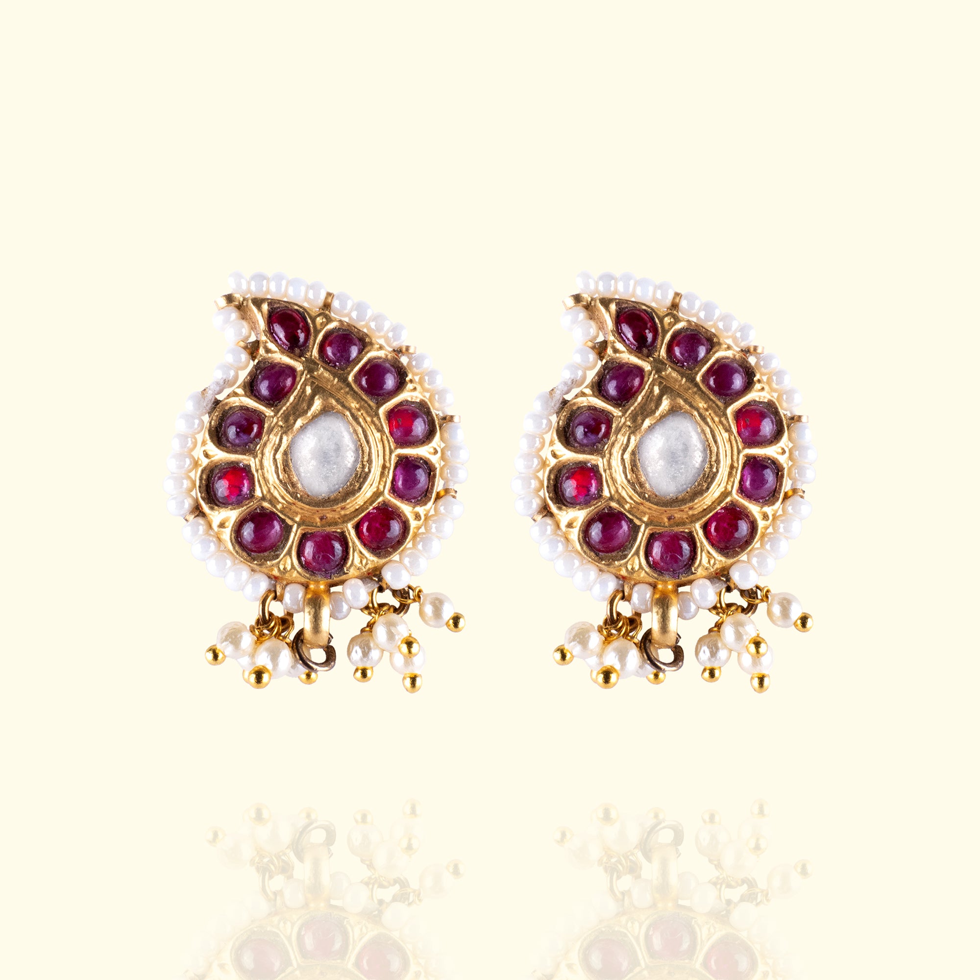 Rooh Polki Ruby Earrings