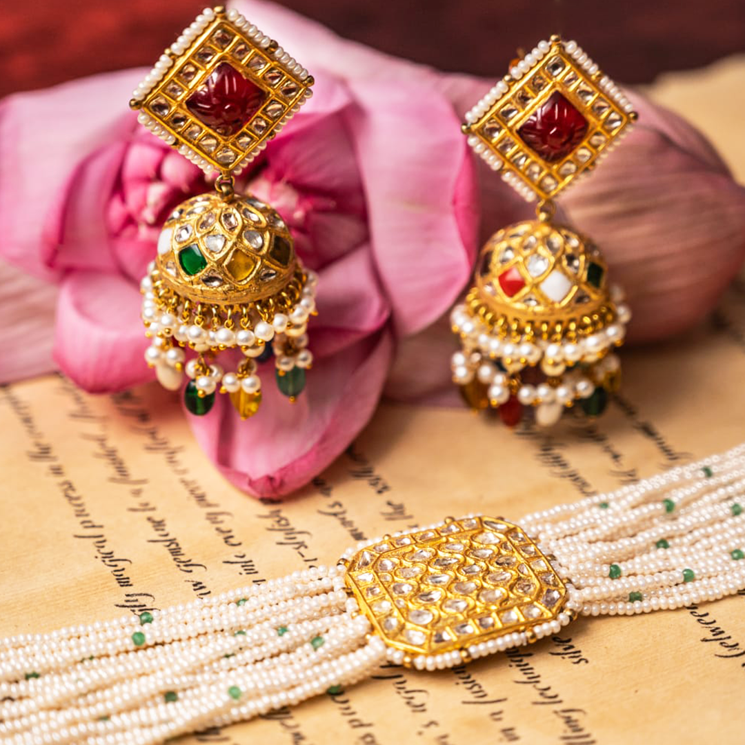 Sumaiyaa Polki Navratan Jhumkas