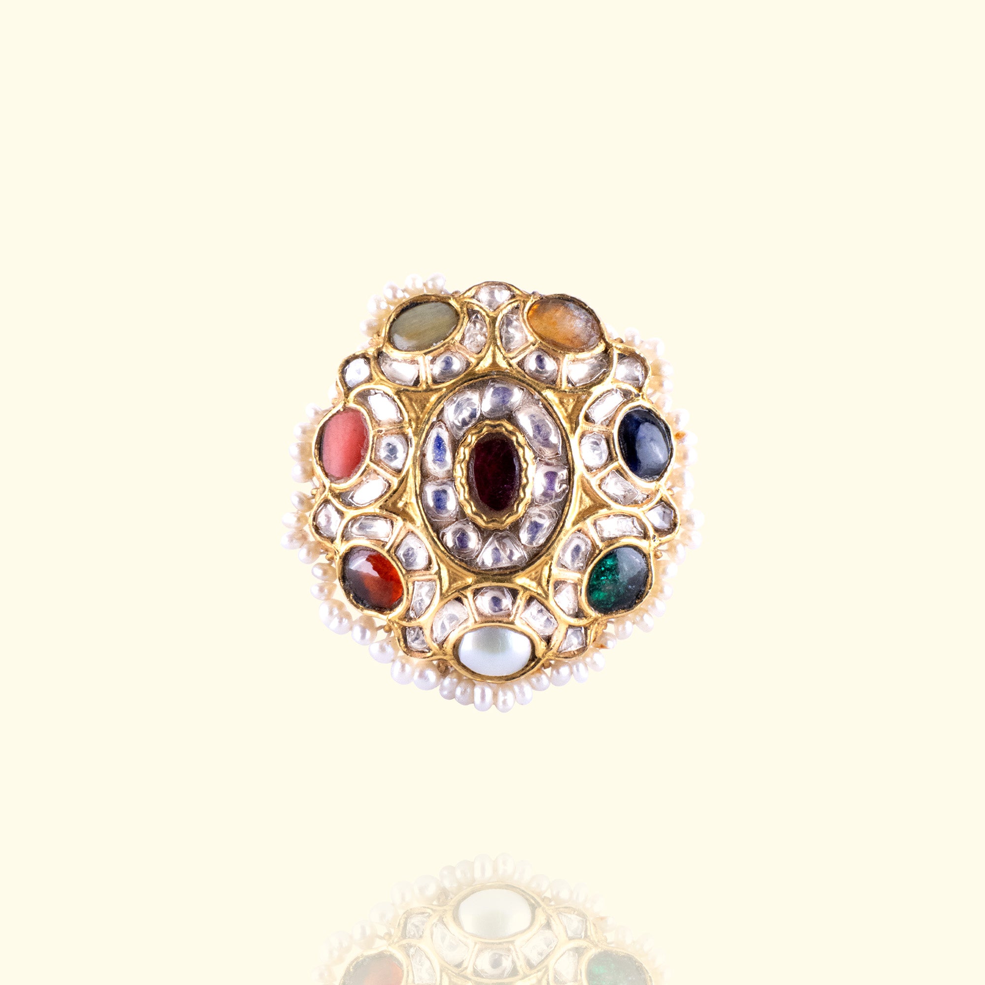 Saanjh Polki Navratan Ring