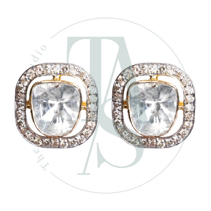 Bayle Sqaure Uncut Diamond Earrings