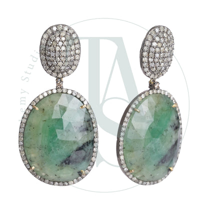 Neveah Emerald and Diamond Earrings