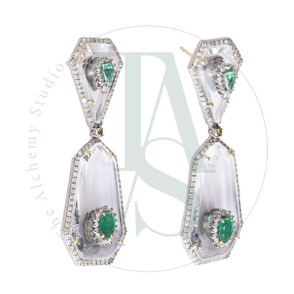 Larique Crystal and Emerald Earrings