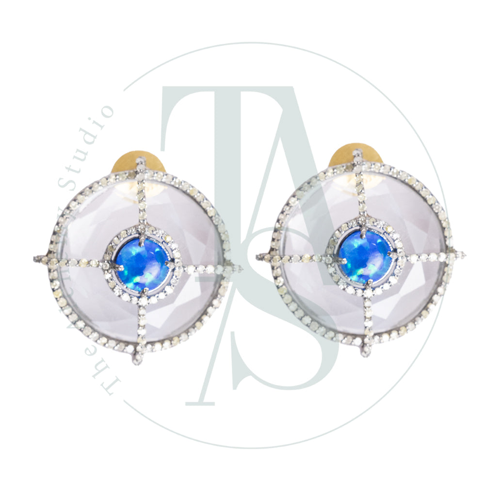 Cosette Blue Opal and Crystal Earrings