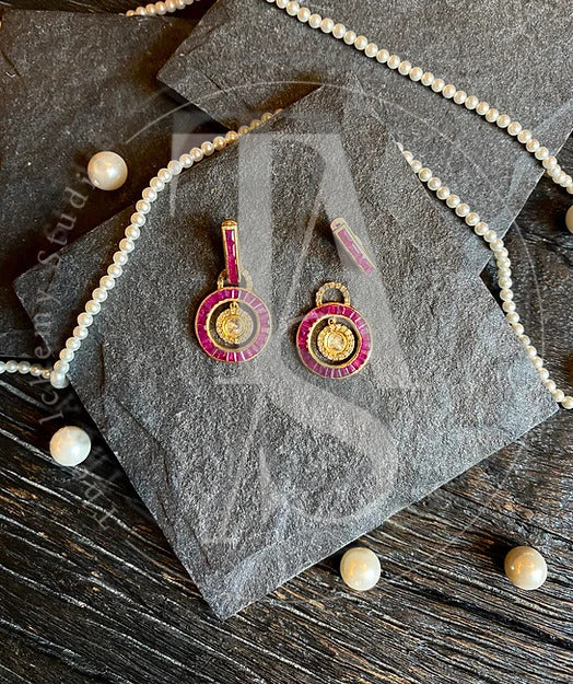 Enigma Baguette Ruby Earrings