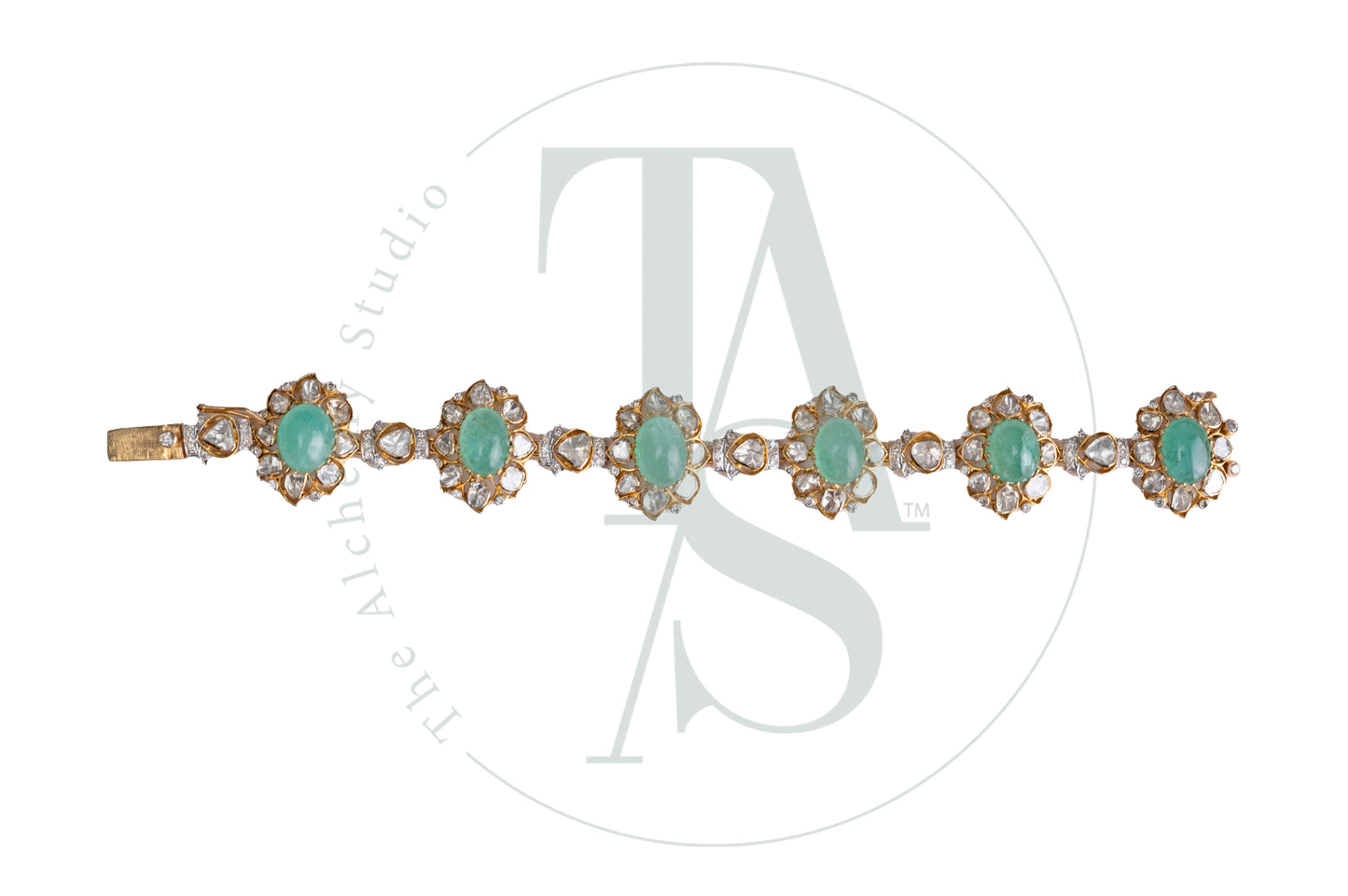 Naima Emerald and Uncut Diamond Bracelet