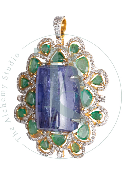 Gillian Tanzanite and Emerald Pendant