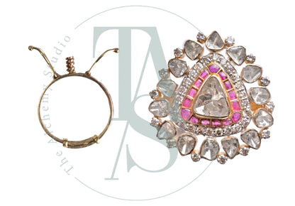 Kaya Ruby and Uncut Diamond Ring (Detachable Pendant)