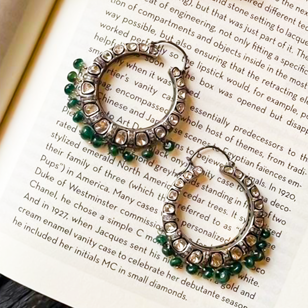 Eclipse Polki Emerald Hoops