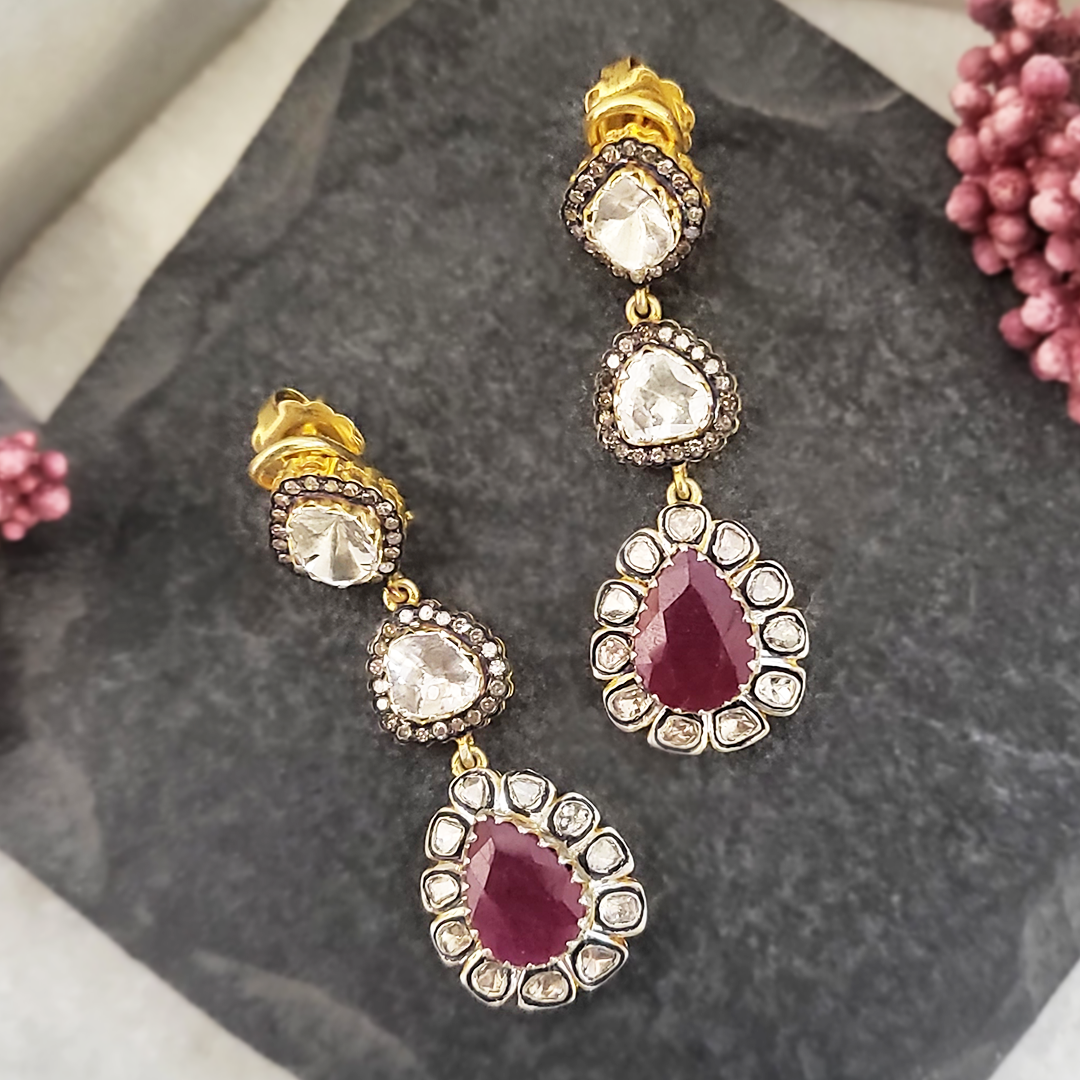 Clara Polki Ruby Earrings