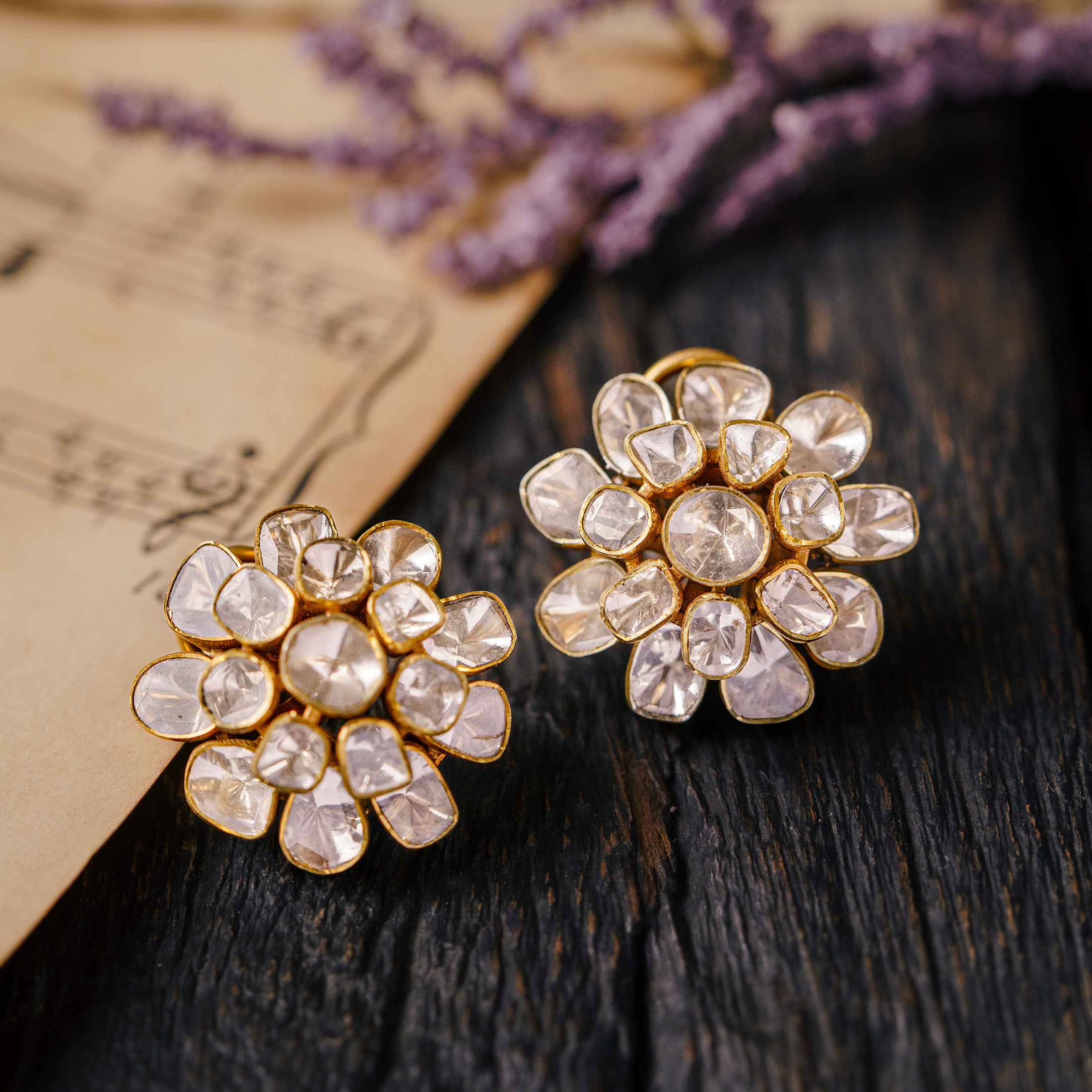 Peony Polki Earrings