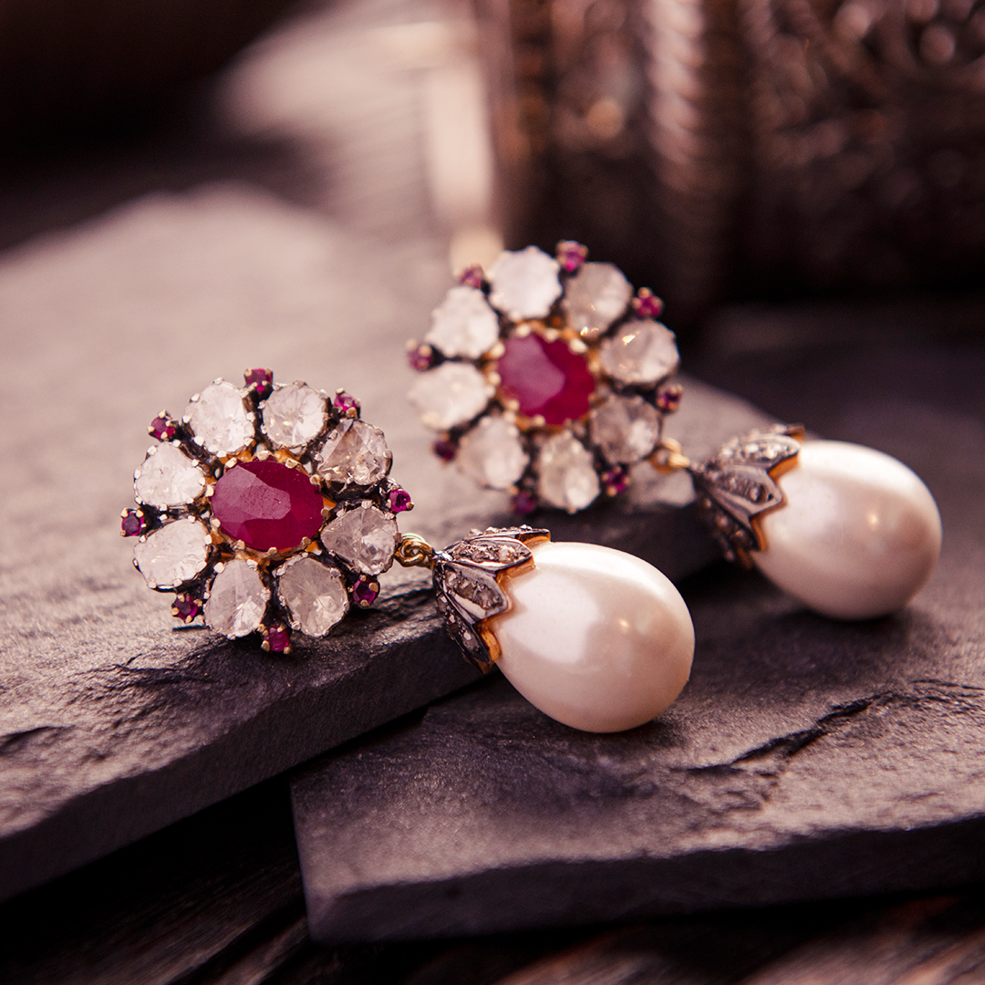 TAS Signature Polki Ruby Earrings