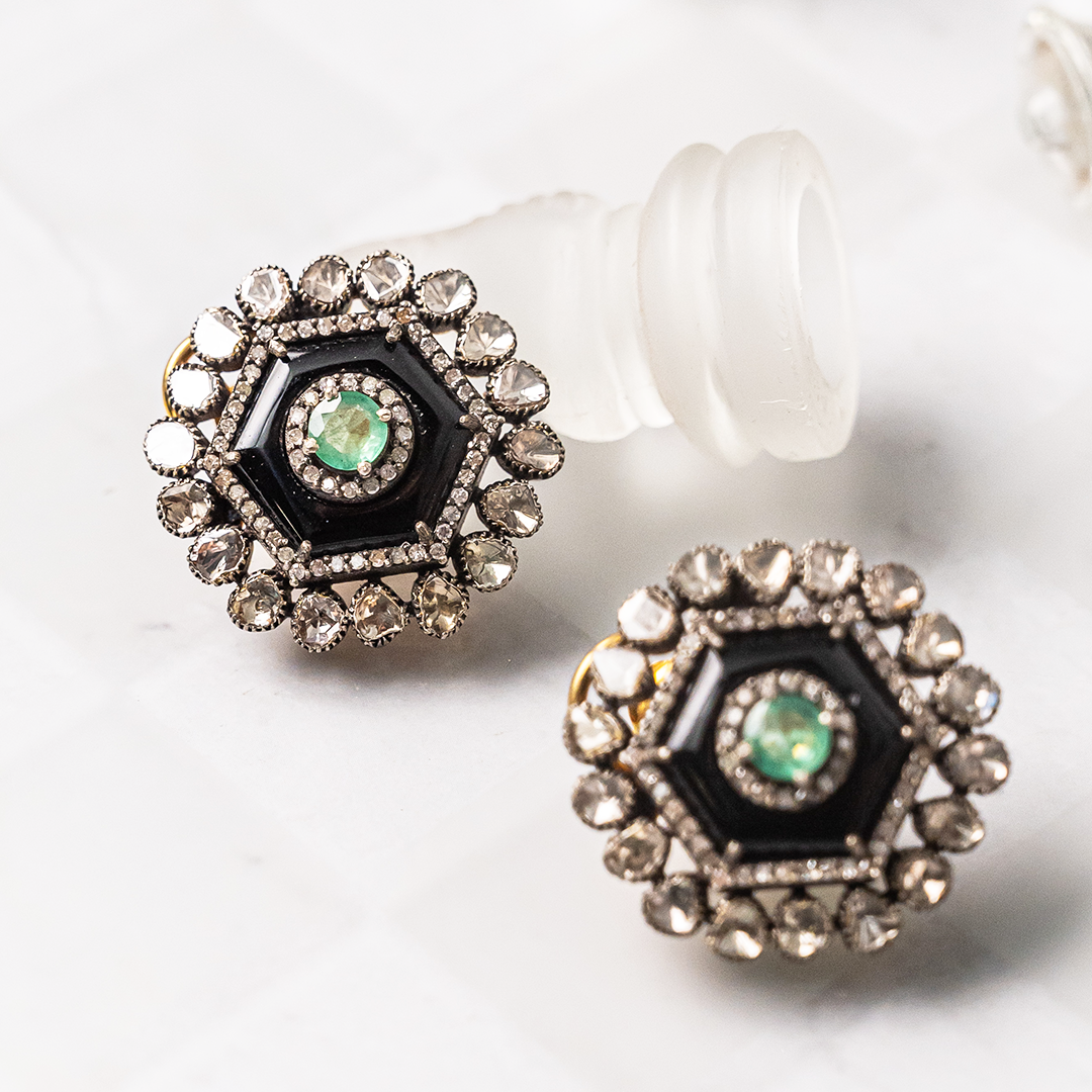 Adelisa Polki Hexagon Earrings