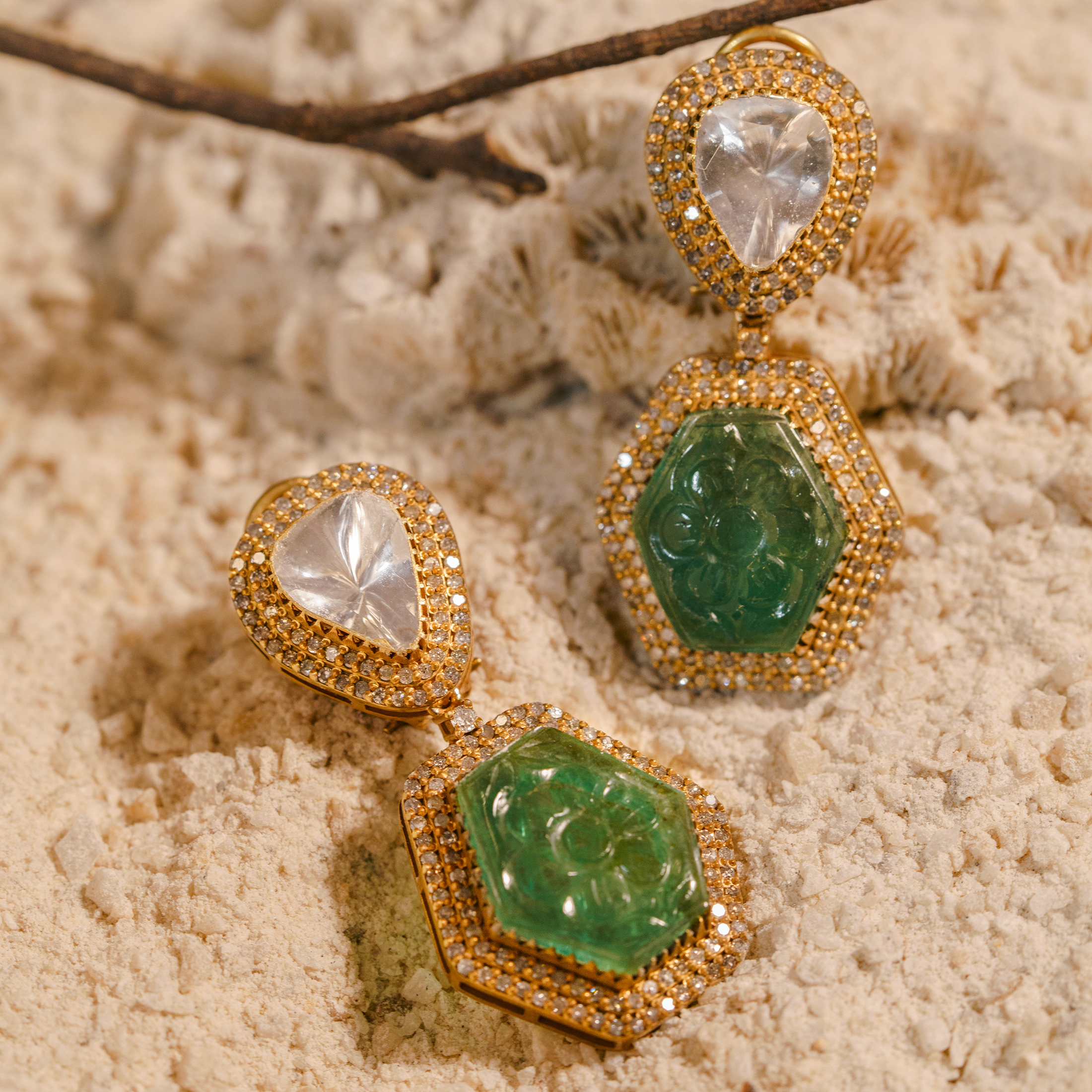 Zora Polki Emerald Earrings