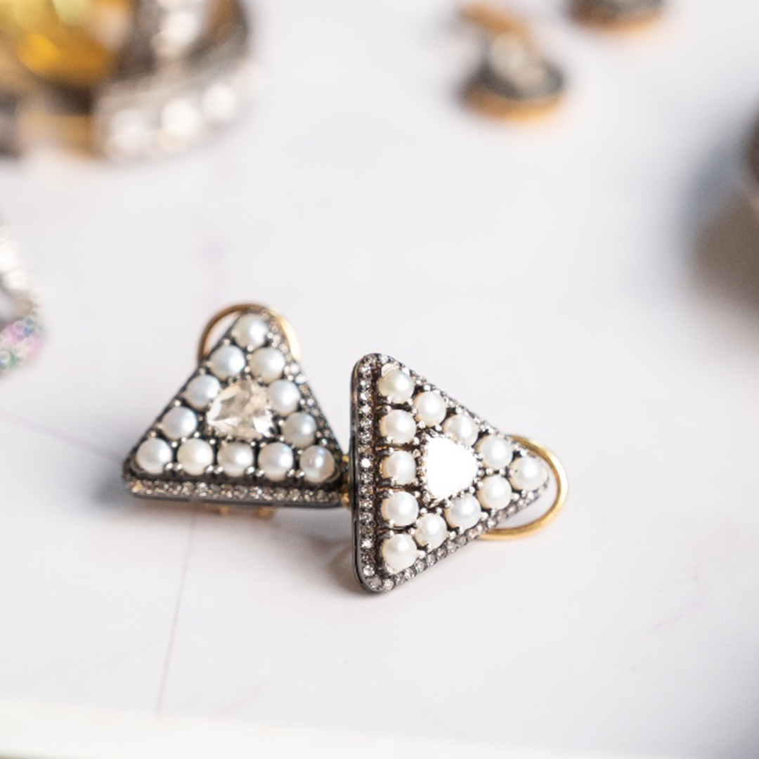 Allete Polki Pearl Earrings