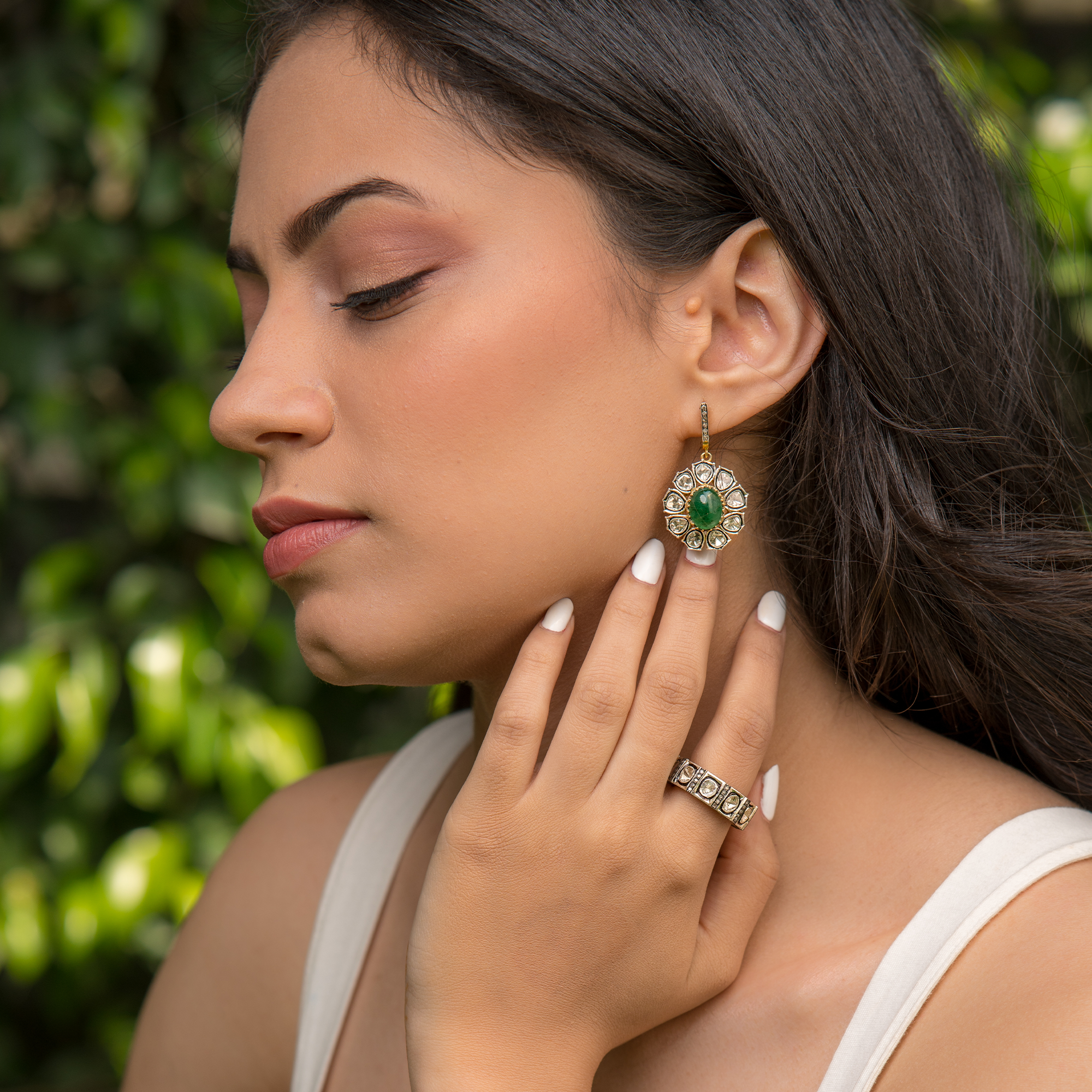 Arya Polki Emerald Earrings