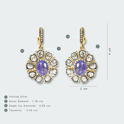Arya Tanzanite Uncut Diamond Earrings