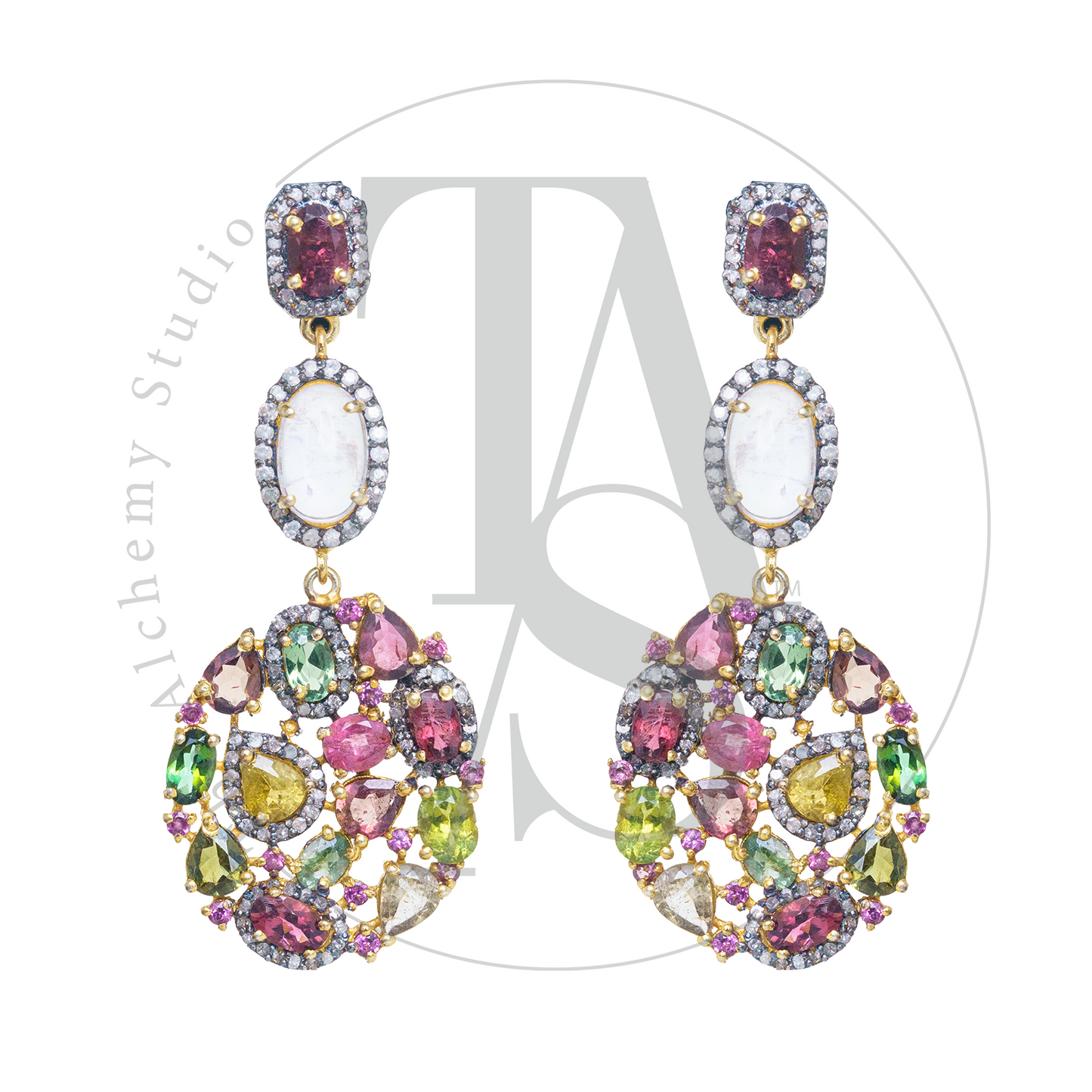 Aurora Multi Tourmaline Cascading Earrings